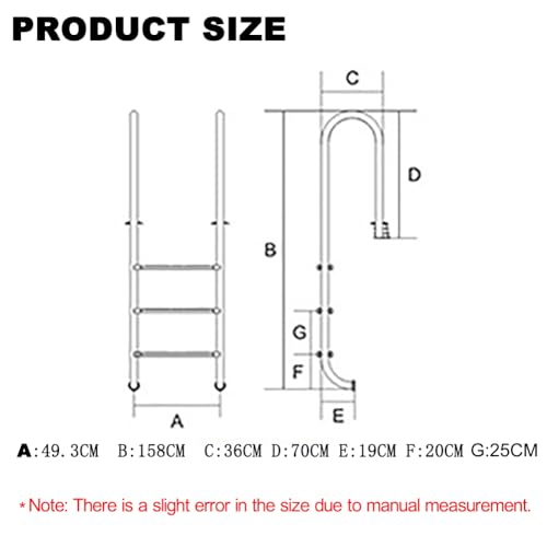 Escalera para piscina de acero inoxidable con 3 peldaños antideslizantes miniatura 7