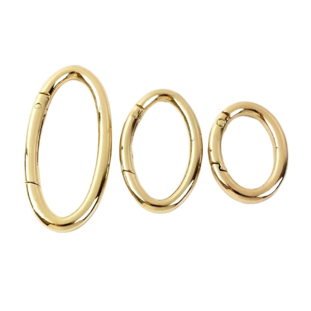 10 szt. owalnych klipsów sprężynowych – wytrzymałe klamry ze stopu cynku do toreb, pasków, obroży dla psów i nie tylko(Lightgold,37mm)