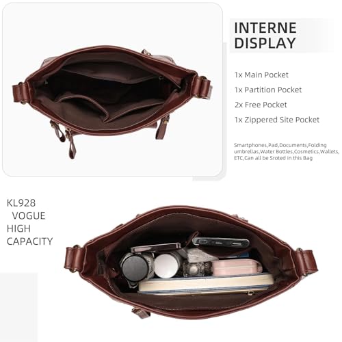 Image of Crossbody Bags for Women Medium PU Leather Multi Pocket Shoulder Purses