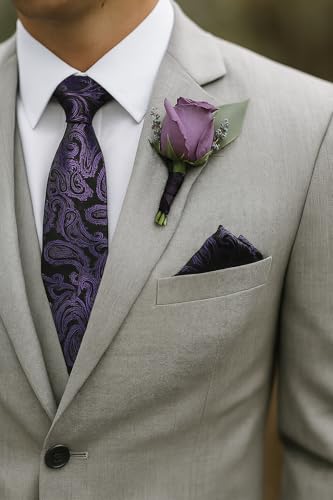 Image of KissTies Mens Paisley Tie And Pocket Square Necktie Sets