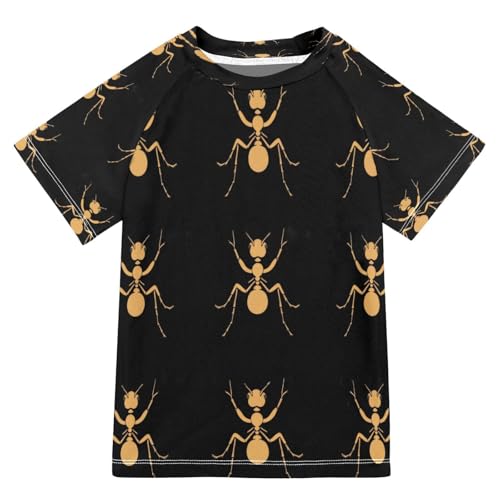 Kids Swimsuit Black Ant Funny Cartoon Sunscreen T-Shirts Swimwear Sets UPF 50+