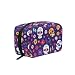 ALAZA Day Of The Dead Sugar Skull Cosmetic Bag Black Zipper Storage Bag Portable Ladies Travel Square Makeup Brushes Bag