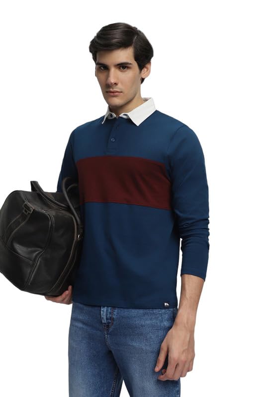 Image of Dennis Lingo Men's Cotton Polo Neck Tshirt, Regular Fit Long Sleeve