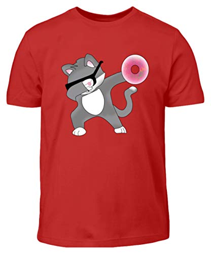 Générique Chat DJ avec Lunette Faisant Le Dab - T-Shirt Enfant -3/4 (98/104)-Rouge