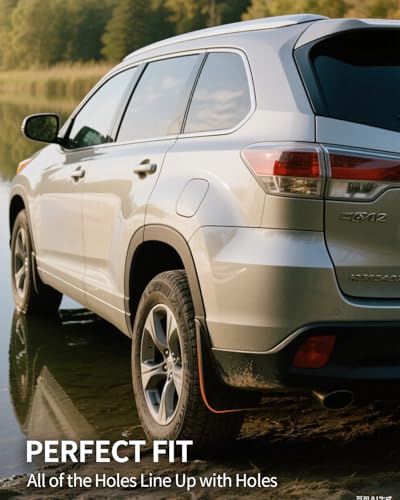 Image of Mud Flaps for Toyota Highlander 2012-2014, Heavy Duty No-Drill Mud Guards & Splash Guards, All-Weather Protection (Set of 4)