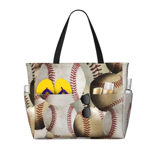 Sac à bandoulière pour femme grand volume avec poignées solides motif baseball