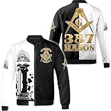 ThuhaTree Store Personalized Freemason White Compass Symbol Bomber Jacket S-5XL, mens freemason bomber jacket (Nylon, Multi 03)