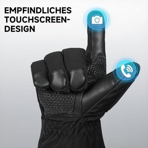 PEKWZIZ Beheizbare Handschuhe, 6000mAh Akku USB Beheizte Handschuhe für Damen Herren, 3 Heizstufen wasserdichte Touchscreen Handschuh Beheizbarer (Schwarz-EU, L)