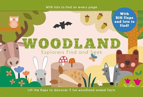 Woodland Explorers Find and Seek (Happy Fox Books) Sturdy Board Book for Kids Ages 3-6 - Fun Facts, Easy-Lift Flaps, and Seek-and-Find Animals like a Fox, Turtle, Groundhog, and Bear