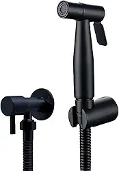 Kit Ducha Higiênica Premium para Banheiro com Válvula Luxo em Inox Preta, Mangueira 1,5m Resistente, Design Moderno, Alta Pressão para Mais Conforto e Higiene (Preto)