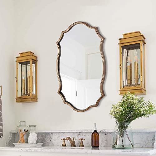 Decoccino 21AA0409G Wall Mirror In Vintage Golden - Decorative Metal Frame, 20X30 Inch Accent Mirror, Wall Mounted Mirrors Antique Gold Frame Perfect thumb #6