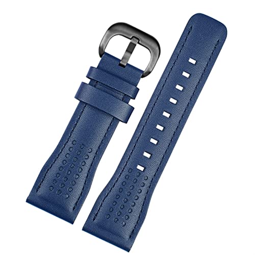 Bracelet en cuir de vachette bleu doux et étanche pour montre homme 26mm