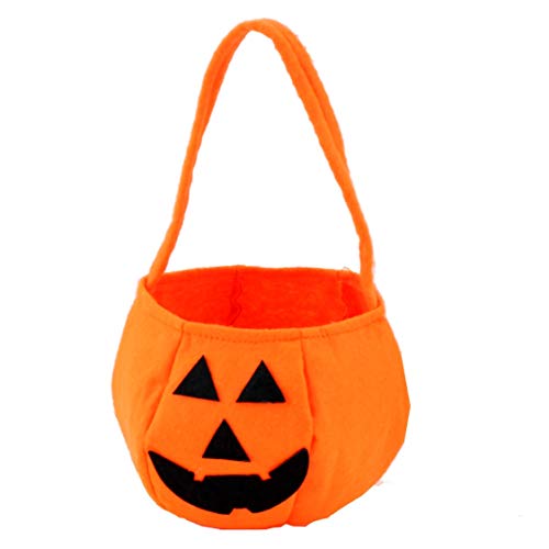 HENGKE Halloween Pumpkin Candy Bags for Kids, Trick or Treat, Non-Woven Pumpkin Buckets Trick or Treat Bags Holder Handbag for Kids Costume Party Favors Supplies(2 Packs Pumpkin)