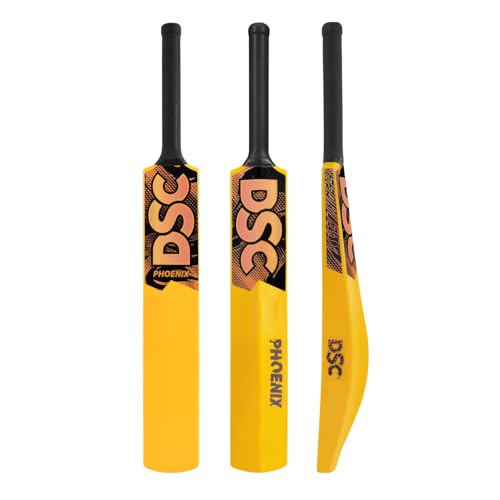 Batte de cricket en plastique jaune DSC Phoenix taille adulte pour balle de tennis gully