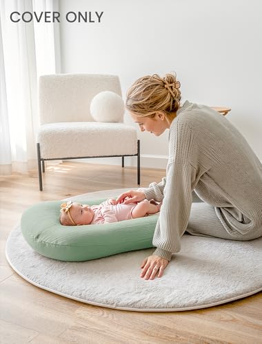 Image of Termichy Baby Lounger Cover Muslin: Soft Cotton Slipcover for Snuggle Me Lounger - Removable & Machine Washable for Daily Use - Zipper-Free & Skin-Friendly for Newborn Girls and Boys