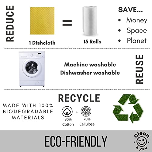 Swedish Dish Cloths - 10 Pack Assorted Dishcloths - Ultra Absorbent Cellulose Sponge Cloths, Reusable Cleaning Cloths, Odorless, Eco-Friendly Cleaning Supplies, Reusable Kitchen Towels #TOP1