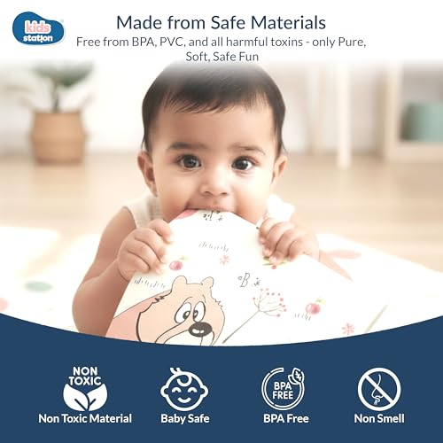 Image of Kids Station Double-Sided Waterproof Baby Playmat - Foldable, Portable & Reversible Foam Mat for Infants, Toddlers & Kids - Soft, Non-Slip, Easy-to-Clean Baby Crawling Mat for Indoor /Outdoor Use (200x150x0.6cm, City & Jungle Print)