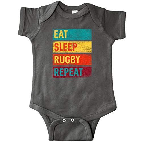 inktastic Rugby Player Eat Sleep Rugby Infant Creeper 6 Months Charcoal Grey