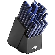 Oster Evansville High-Carbon Stainless Steel Cutlery Knife Block Set, 22-Piece, Yale Blue