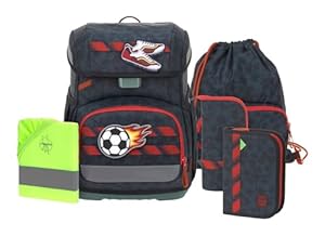 LÄSSIG Schulranzen Regenhülle Light Unique School Set 7-teilig Football deep blue dunkelblau