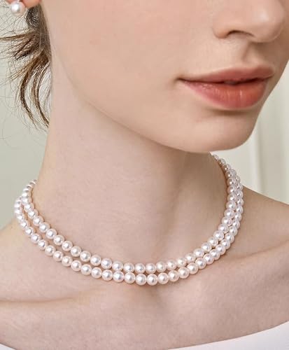 Pearl Standard Necklace for Women 6mm Pearl Choker Chain Necklace Gifts for Women Mom Grandma2