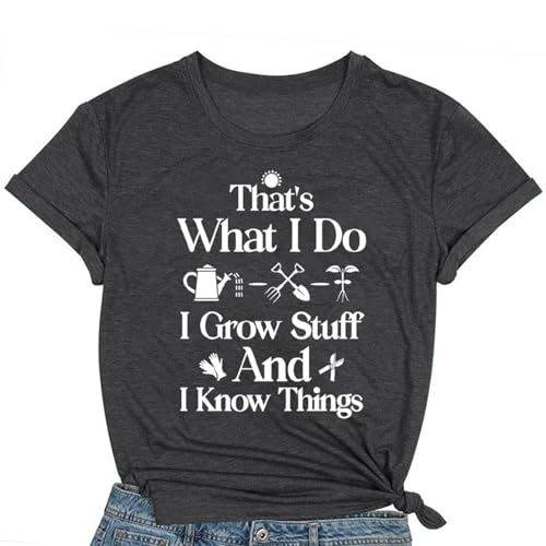COMIZI Gardening Shirts for Women Garden Plant Lover Tshirt Cute Gardener Tee Tops Grey