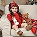 iCradle Realistic Reborn Baby Dolls Girl - 26 Inch Lifelike Newborn Baby Dolls Handmade Silicone Vinyl with Soft Cloth Body, Brown Hair Red Clothes Christmas or Birthday Gift for Kids Age 3 +