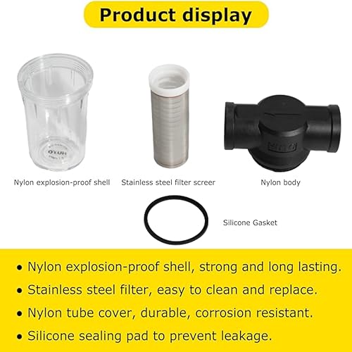 Image of Water Pump Strainer Filter Inlet for High Pressure Washer, Sediment Filter Attachment, 80 Mesh Screen(3 /4 inch 80Mesh)