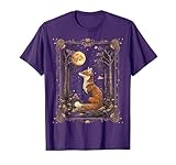 Mystic Moon and moonphase Fox Mystical Flowers Aesthetic T-Shirt