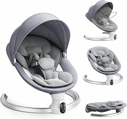 Bluetooth Elektrische Babyschaukel, Upgrade 5-Punkte Geschirr...