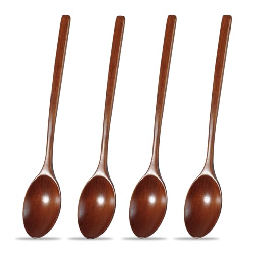 Cucchiaio Legno 4 Pz, 23.5 * 4.2cm Cucchiai di Cucina In Legno Cucchiai di Cucina In Legno, Cucchiai di Zuppa In Legno Tavolo Da Pranzo Cucchiaio per Casa Ristorante Cucina