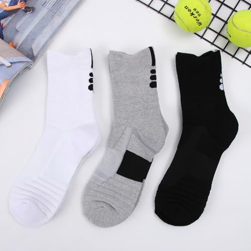 5 Pairs Men's Sports Crew Socks Sweat-Absorbent Friction-Reducing Anti-Slip Socks for Basketball Running Badminton Biking4