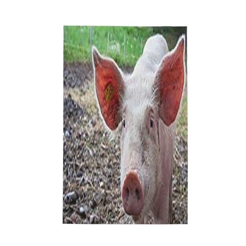 ワッフルキッチンタオルはマイクロファイバー製で、吸水性、速乾性、抗菌性に優れています(農場の農家ピンクの耳豚の煙)