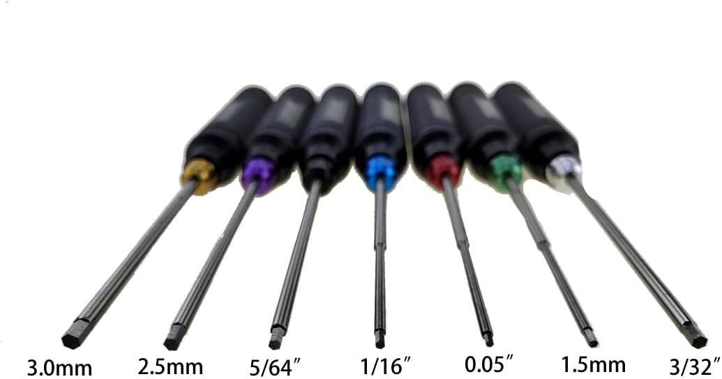 VENOMRC 7 Color Caps Hex Wrencher Hex screwdriver for RC CAR,HELICOPTER,Remote Control Car/airplane,0.05IN-1/16IN-3/32IN-5/64IN-1.5MM-2.5MM-3.0MM (HSS)