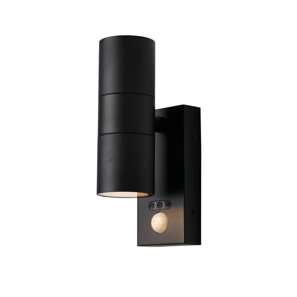 Litecraft Black Kenn Outdoor Up & Down Wall Light Ip65 Rated With Pir Motion Sensor - (Black)