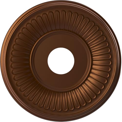 Image of Ekena Millwork CMP16BECDC Berkshire Thermoformed PVC Ceiling Medallion (Fits Canopies up to 7 inch), 16 inchOD x 3 1 /2 inchID x 1 inchP, Metallic Dark Copper