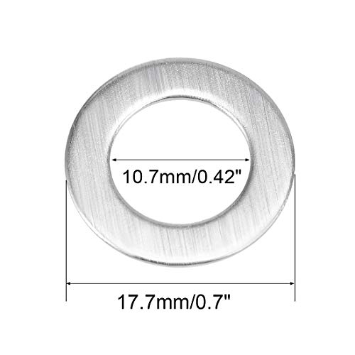 sourcing map 10 Stück Unterlegscheiben 18mm x 11mm x 0,8mm Flach Unterlegscheiben 304 Edelstahl Beilagscheiben für Schraube Bolzen