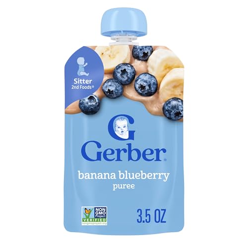 Gerber Stage 2 Baby Food, Banana Blueberry Puree Pouch, 2