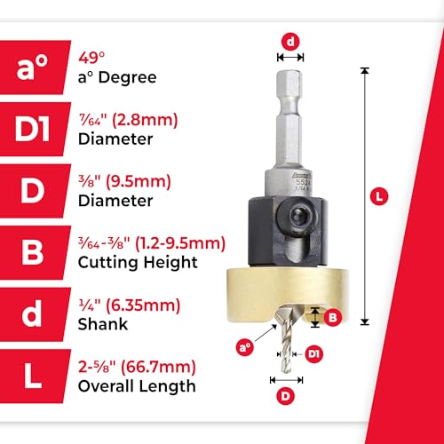 Fraise à noyer Amana Tool 55241 avec butée de profondeur réglable sans trace - 5