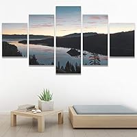 SIGNWIN 5 Panel Canvas Wall Art Reflected Sunset for Home Decorations Ready to Hang - 60