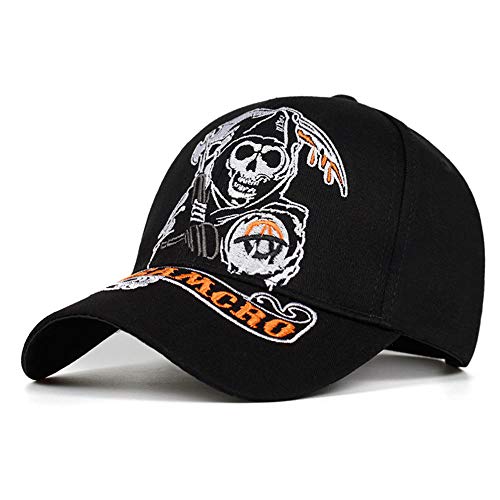 Kuletieas Casquette Homme Sons of Anarchy Broderie Patch Reaper Crew Visor Casquette De Baseball Homme Punk Noir Casquettes De Moto A Cover
