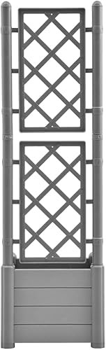 Miniatura 10 de WEMYUFURN Garden Planter with Trellis 16.9"x16.9"x55.9" PP Mocha,Raised Garden Bed,Outdoor Planters for Flower Herb Garden