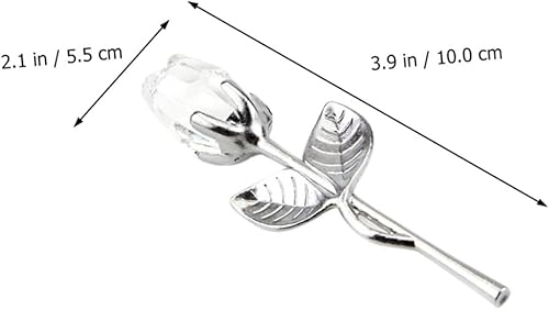 Miniatura 3 de Ciieeo Adorno de mesa de rosas de cristal, estatua de flores de cristal, regalo de rosas, ramo de flores artificiales, decoración de plantas,