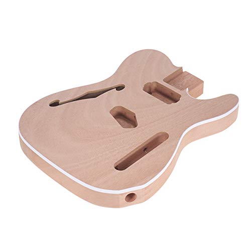 HXBER Unfinished Electric Guitar Body Blank - DIY Mahogany and Composite Wooden Parts Accessories for F Guitar