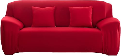 Funda elástica para sofá de 1234 plazas, fundas de sofá modular en forma de L, protector de muebles con fundas de almohada gratis (rojo, sofá de 3