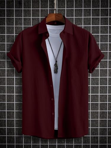 Image of ROYALICA Regular Fit Mens seer Shirt Maroon XL