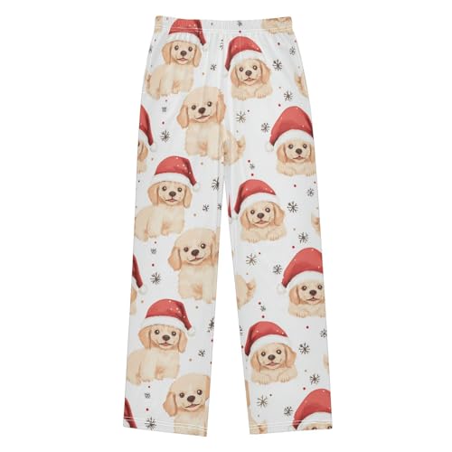 Puppies in Hat Boys Pants Boys Athletic Pants Long Pant for Boywith Pockets Wide-Leg Size 6-14Y - Main Image