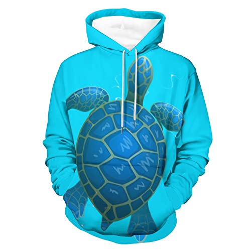 Sweatshirt impression 3D motif tortue bleue, le cadeau idéal en hoodie unisexe taille S