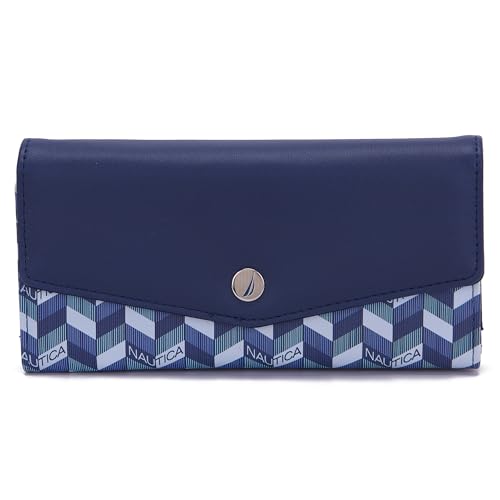 Image of Nautica Money Manager RFID Women's Wallet Clutch Organizer, Navy Blue
