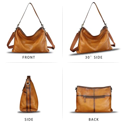Image of Genuine Leather Hobo Bag for Women Tote Bag Vintage Handmade Shoulder Bag Crossbody Satchel Purses Pouch